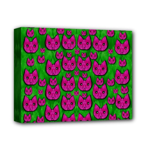 Sweet Flower Cats  In Nature Style Deluxe Canvas 14  X 11  (stretched) by pepitasart