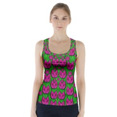 Sweet Flower Cats  In Nature Style Racer Back Sports Top by pepitasart