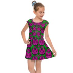 Sweet Flower Cats  In Nature Style Kids  Cap Sleeve Dress by pepitasart