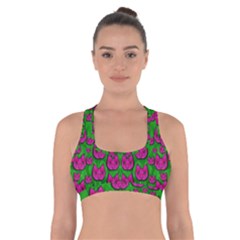 Sweet Flower Cats  In Nature Style Cross Back Sports Bra by pepitasart