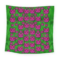 Sweet Flower Cats  In Nature Style Square Tapestry (large) by pepitasart