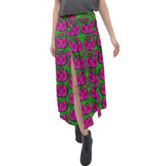 Sweet Flower Cats  In Nature Style Velour Split Maxi Skirt by pepitasart