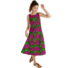 Sweet Flower Cats  In Nature Style Summer Maxi Dress