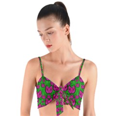 Sweet Flower Cats  In Nature Style Woven Tie Front Bralet