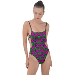 Sweet Flower Cats  In Nature Style Tie Strap One Piece Swimsuit