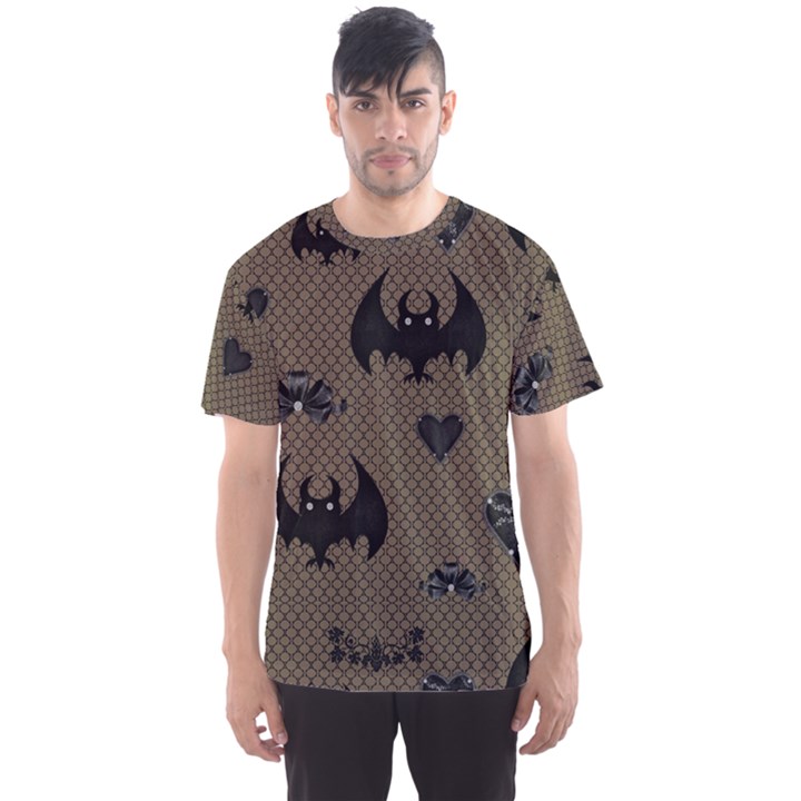 Cute Bat With Hearts Men s Sports Mesh Tee