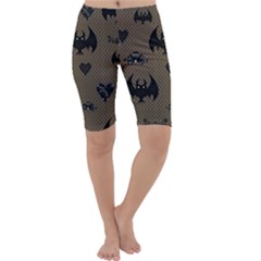 Cute Bat With Hearts Cropped Leggings  by FantasyWorld7