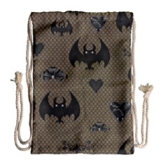 Cute Bat With Hearts Drawstring Bag (large) by FantasyWorld7