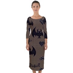 Cute Bat With Hearts Quarter Sleeve Midi Bodycon Dress by FantasyWorld7