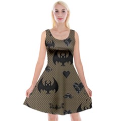 Cute Bat With Hearts Reversible Velvet Sleeveless Dress by FantasyWorld7