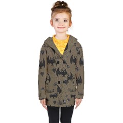 Cute Bat With Hearts Kids  Double Breasted Button Coat by FantasyWorld7