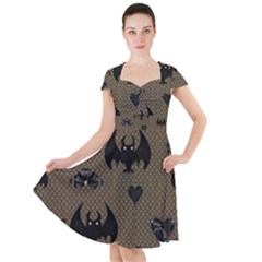 Cute Bat With Hearts Cap Sleeve Midi Dress by FantasyWorld7