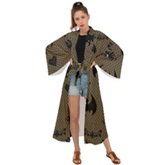 Cute Bat With Hearts Maxi Kimono