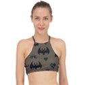 Cute Bat With Hearts Racer Front Bikini Top View1