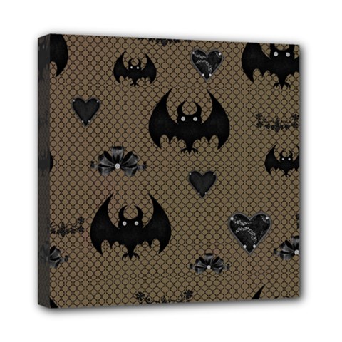 Cute Bat With Hearts Mini Canvas 8  X 8  (stretched) by FantasyWorld7