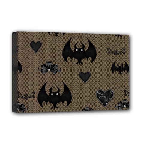 Cute Bat With Hearts Deluxe Canvas 18  X 12  (stretched) by FantasyWorld7