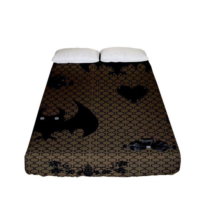 Cute Bat With Hearts Fitted Sheet (Full/ Double Size)