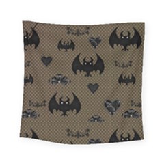 Cute Bat With Hearts Square Tapestry (small) by FantasyWorld7