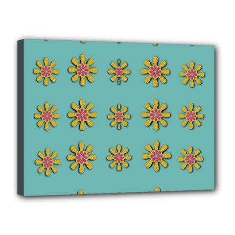 Fantasy Fauna Floral In Sweet Green Canvas 16  x 12  (Stretched)