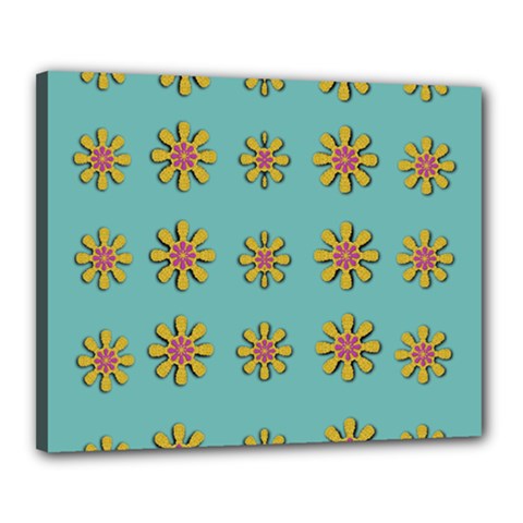 Fantasy Fauna Floral In Sweet Green Canvas 20  x 16  (Stretched)