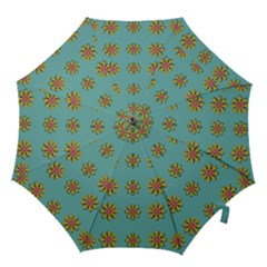 Fantasy Fauna Floral In Sweet Green Hook Handle Umbrellas (Medium)