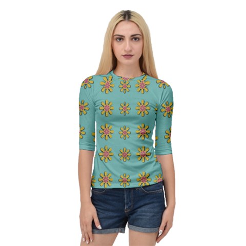 Fantasy Fauna Floral In Sweet Green Quarter Sleeve Raglan Tee by pepitasart