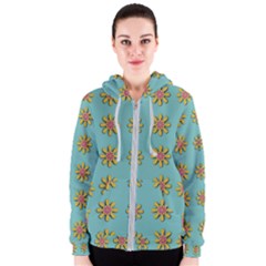 Fantasy Fauna Floral In Sweet Green Women s Zipper Hoodie