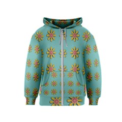 Fantasy Fauna Floral In Sweet Green Kids  Zipper Hoodie