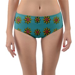 Fantasy Fauna Floral In Sweet Green Reversible Mid-waist Bikini Bottoms by pepitasart