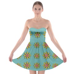 Fantasy Fauna Floral In Sweet Green Strapless Bra Top Dress by pepitasart