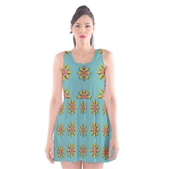 Fantasy Fauna Floral In Sweet Green Scoop Neck Skater Dress