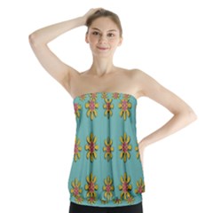 Fantasy Fauna Floral In Sweet Green Strapless Top