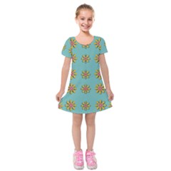 Fantasy Fauna Floral In Sweet Green Kids  Short Sleeve Velvet Dress