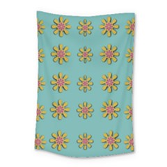 Fantasy Fauna Floral In Sweet Green Small Tapestry by pepitasart