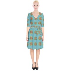 Fantasy Fauna Floral In Sweet Green Wrap Up Cocktail Dress