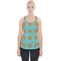 Fantasy Fauna Floral In Sweet Green Piece Up Tank Top by pepitasart