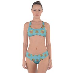 Fantasy Fauna Floral In Sweet Green Criss Cross Bikini Set