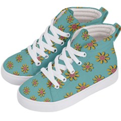 Fantasy Fauna Floral In Sweet Green Kids  Hi-top Skate Sneakers by pepitasart