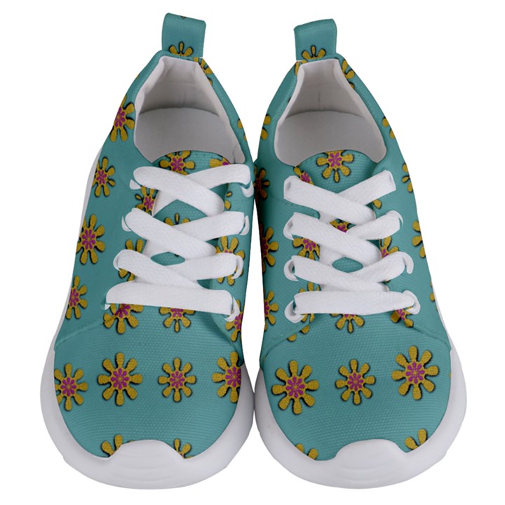 Fantasy Fauna Floral In Sweet Green Kids  Lightweight Sports Shoes