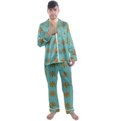 Fantasy Fauna Floral In Sweet Green Men s Satin Pajamas Long Pants Set