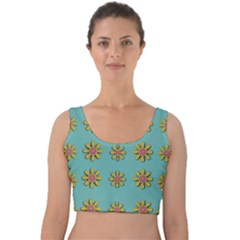 Fantasy Fauna Floral In Sweet Green Velvet Crop Top