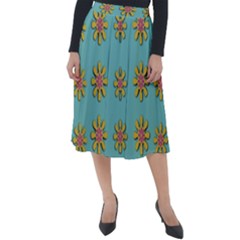 Fantasy Fauna Floral In Sweet Green Classic Velour Midi Skirt 