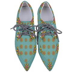 Fantasy Fauna Floral In Sweet Green Women s Pointed Oxford Shoes