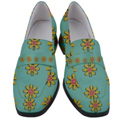 Fantasy Fauna Floral In Sweet Green Women s Chunky Heel Loafers