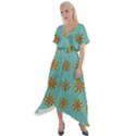 Fantasy Fauna Floral In Sweet Green Cross Front Sharkbite Hem Maxi Dress View1