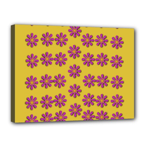 Fantasy Fauna Floral In Sweet Yellow Canvas 16  X 12  (stretched) by pepitasart