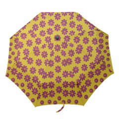 Fantasy Fauna Floral In Sweet Yellow Folding Umbrellas by pepitasart