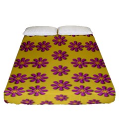 Fantasy Fauna Floral In Sweet Yellow Fitted Sheet (queen Size) by pepitasart