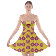 Fantasy Fauna Floral In Sweet Yellow Strapless Bra Top Dress by pepitasart