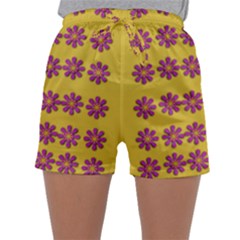 Fantasy Fauna Floral In Sweet Yellow Sleepwear Shorts by pepitasart